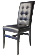 Black leather chair isolated on white background, Black leather chair on white background with work...