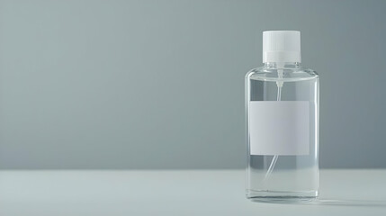 Simple Clear Hand Sanitizer Bottle On Gray Background