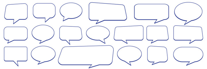 Obraz premium Set of speech bubbles. Colorful Speak bubble text, cartoon chatting box, message box. Blank empty vector white speech bubbles. Cartoon balloon word design. Vector illustration. Variety Design. Eps 10