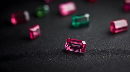 Assortment Of Faceted Gemstones On Dark Background