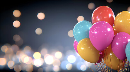 Bunch Of Colorful Balloons Against Bokeh Background