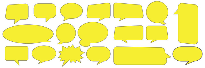 Set of Colorful blank empty speech bubbles for text, chatting, message box. Speak bubble text, cartoon chatting box, message box. Blank empty speech bubbles. Vector illustration.