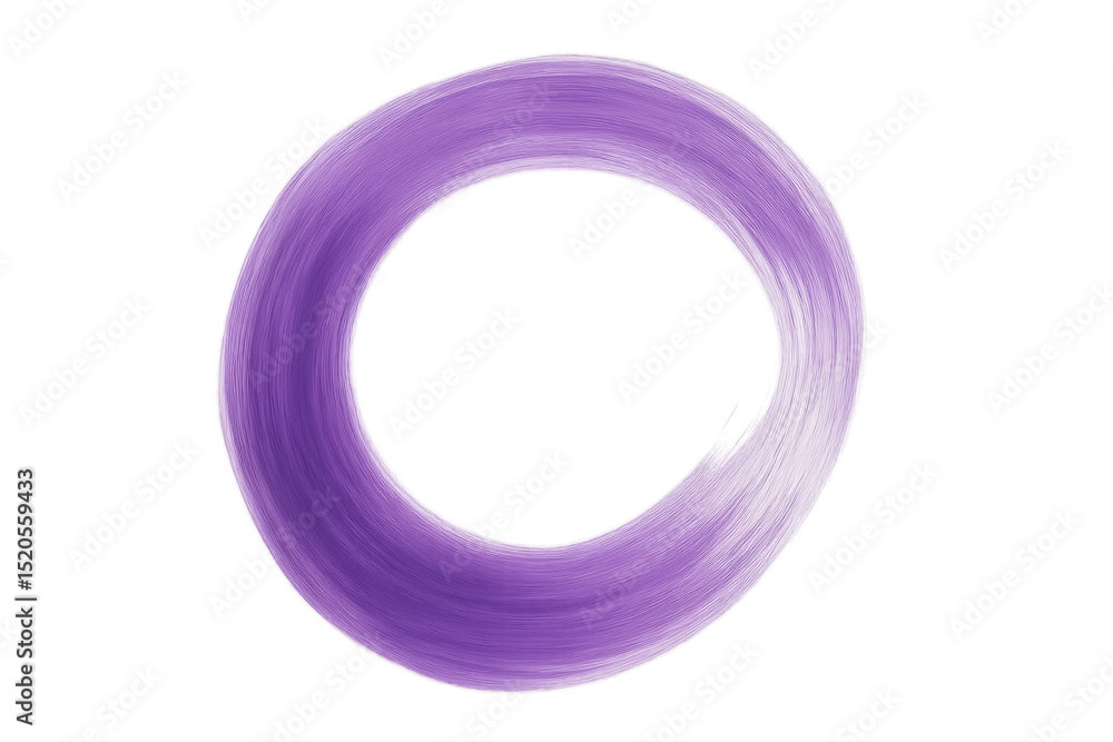 Poster purple brush stroke creating a circular shape on a transparent background, ideal for creative projec