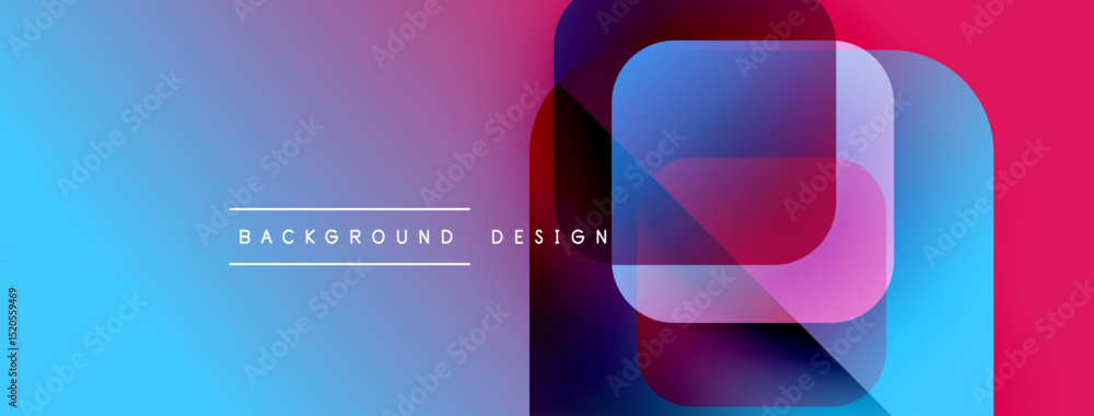 Poster abstract vibrant background. overlapping shapes create modern design. blue, purple, pink hues domina
