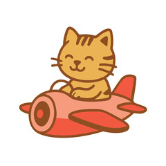 Cat Pilot in a Retro Airplane