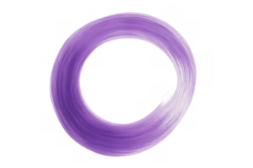 Purple brush stroke creating a circular shape on a transparent background, ideal for creative projects