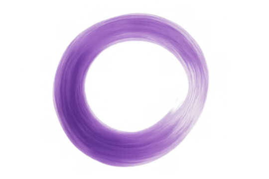 Purple brush stroke creating a circular shape on a transparent background, ideal for creative projects - Powered by Adobe