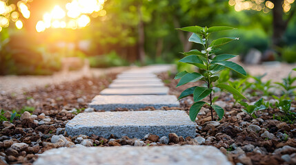 Pathway With Sunlight And Greenery