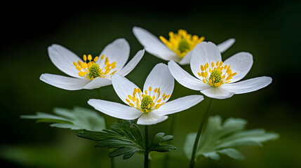 Closeup Of White Flowers With Water Drops