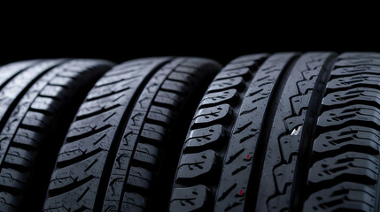 Close Up View Of Black Tires