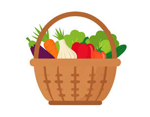 Fresh vegetables in basket healthy eating organic food market harvest