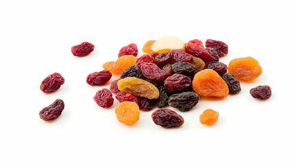Assorted Colorful Raisins On White Background