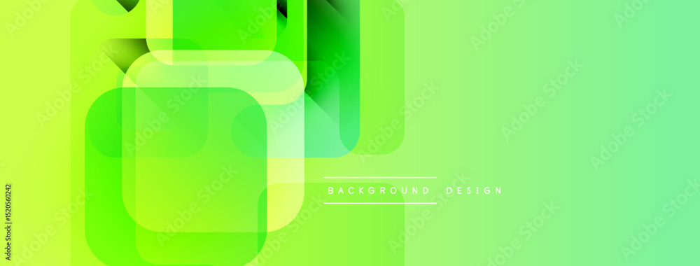 Leinwandbilder abstract green layers create modern banner. geometric shapes overlap, forming dynamic visual effect.