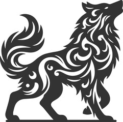 Vector element of a animal wolf artwork design silhouette