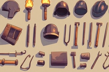 Collection of Historical Tools and Equipment on a Neutral Background