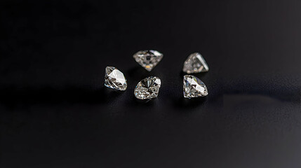 Scattered Diamonds On Black Background