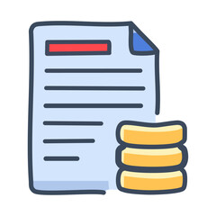 A neatly designed invoice with a stack of receipts beside it. 