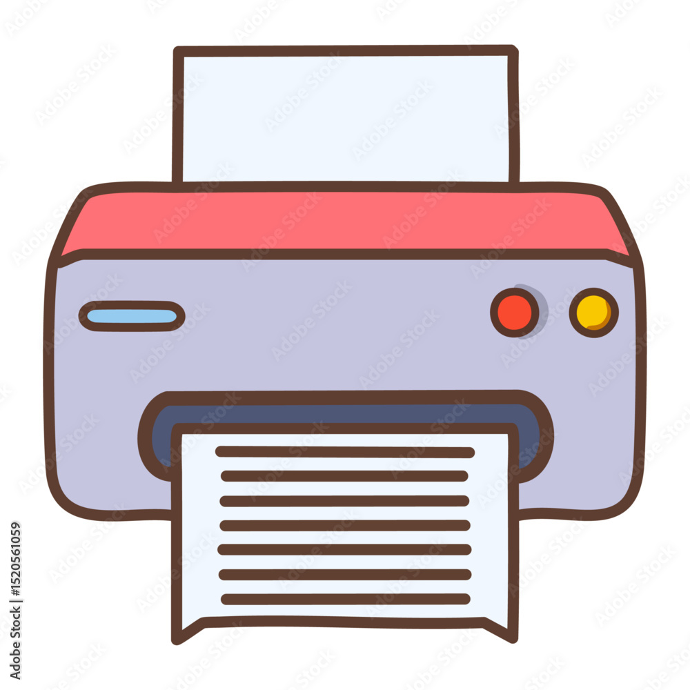 Poster a small printer with a stack of printed documents next to it.