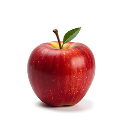 Red Apple's Temptation: A vibrant red apple stands prominently, its polished skin glistening and topped with a crisp green leaf. The crisp details beckon a healthy snack. 