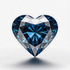 Fototapeta premium Blue heart shaped diamond isolated on white background