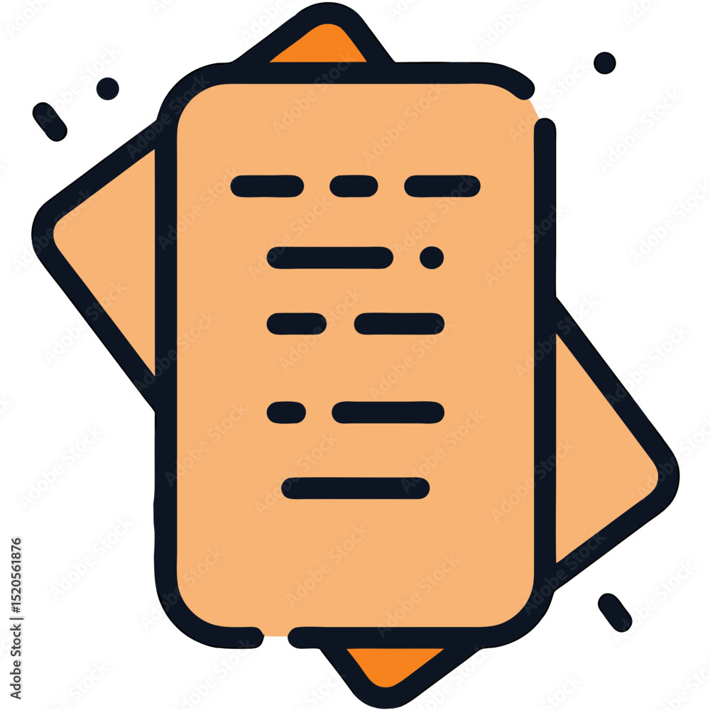 Poster peach-colored document icon with corner tabs and dynamic lines