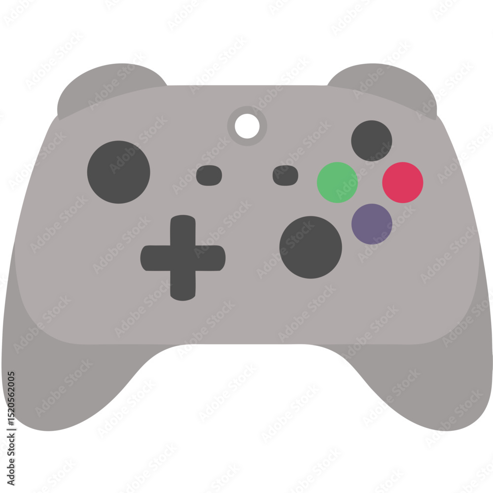 Poster stylized gray gamepad with colorful buttons and a prominent directional cross