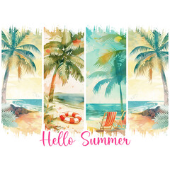Hello Summer PNG | Bright & Cheerful Summer Sublimation Design