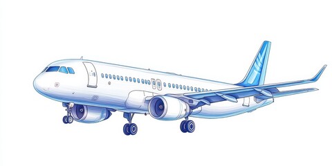 Airplane jet aircraft aviation vector illustration. Jet airliner transport for travel and flight. Commercial passenger airline, aviation and transport, detailed design, modern technology, isolated on