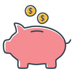 Obraz premium Piggy Bank and Coins 