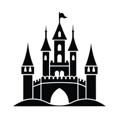 Obraz premium Castle with Towers Fairy Tale Icon Vector Illustration