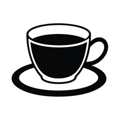 Coffee Cup with Saucer Simple Icon Vector Illustration