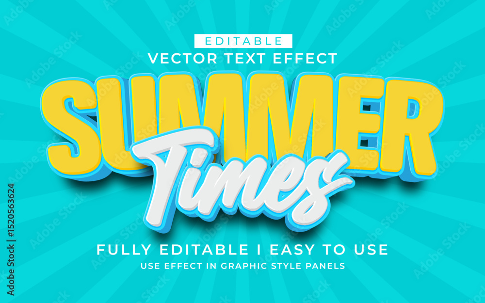 Poster 3d editable summer text effect typography style template