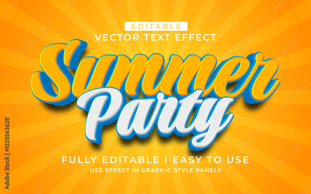 Poster 3d editable summer text effect typography style template