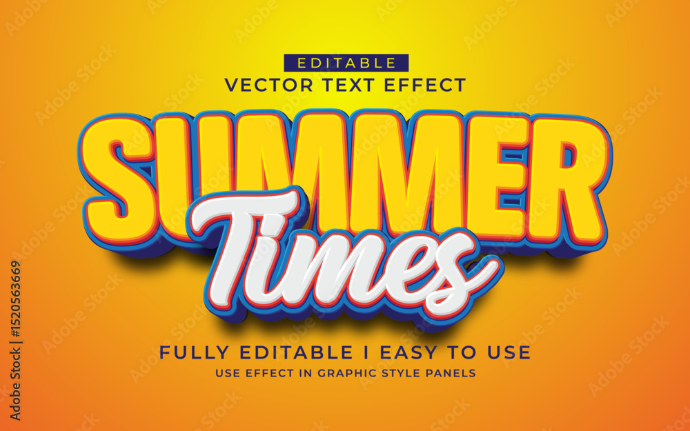 Poster 3d editable summer text effect typography style template