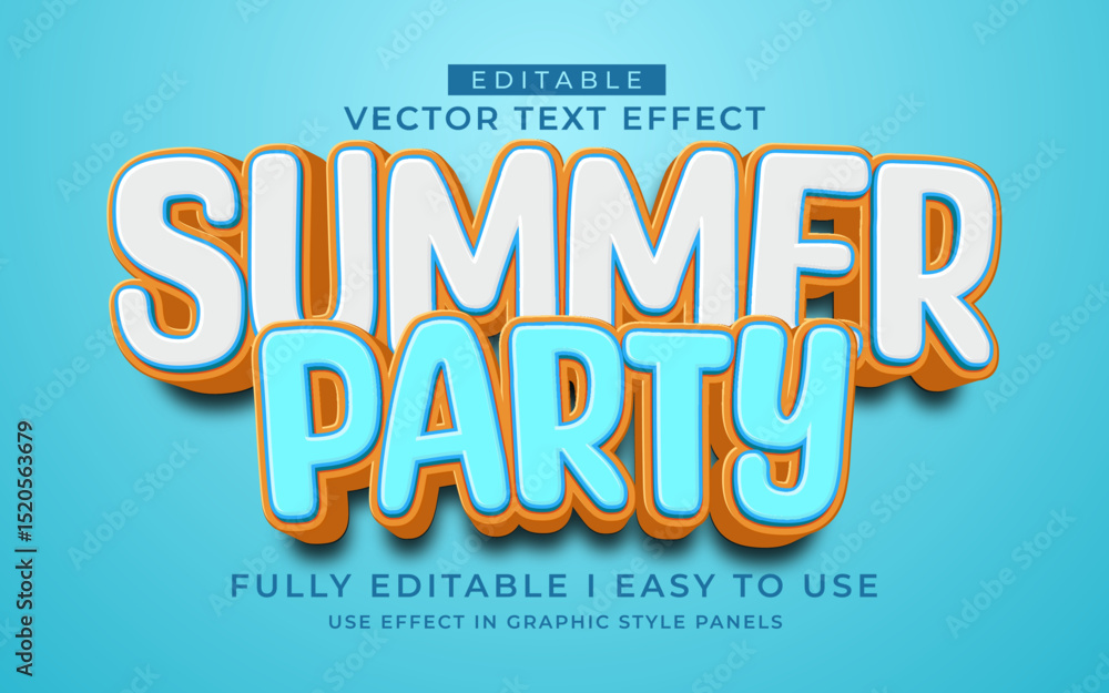 Poster 3d editable summer text effect typography style template