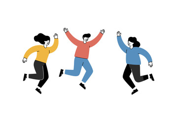 Joyful Trio: Celebrating Success with a Leap of Happiness