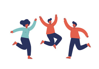 Celebratory Jump: Joyful People Celebrating Success Vector Illustration