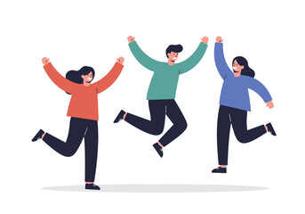 Joyful Celebration: Vector Illustration of People Jumping