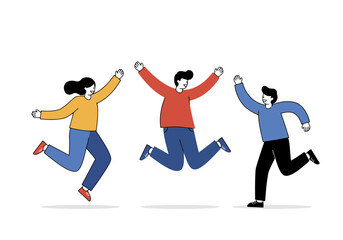 Joyful Group Jumping: Celebrating Success Together