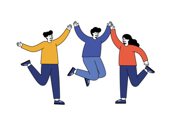 Celebrating Teamwork: Joyful Group Vector Illustration