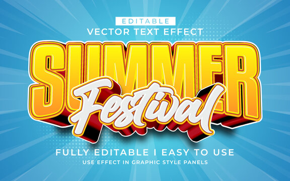 3d editable summer text effect typography style template