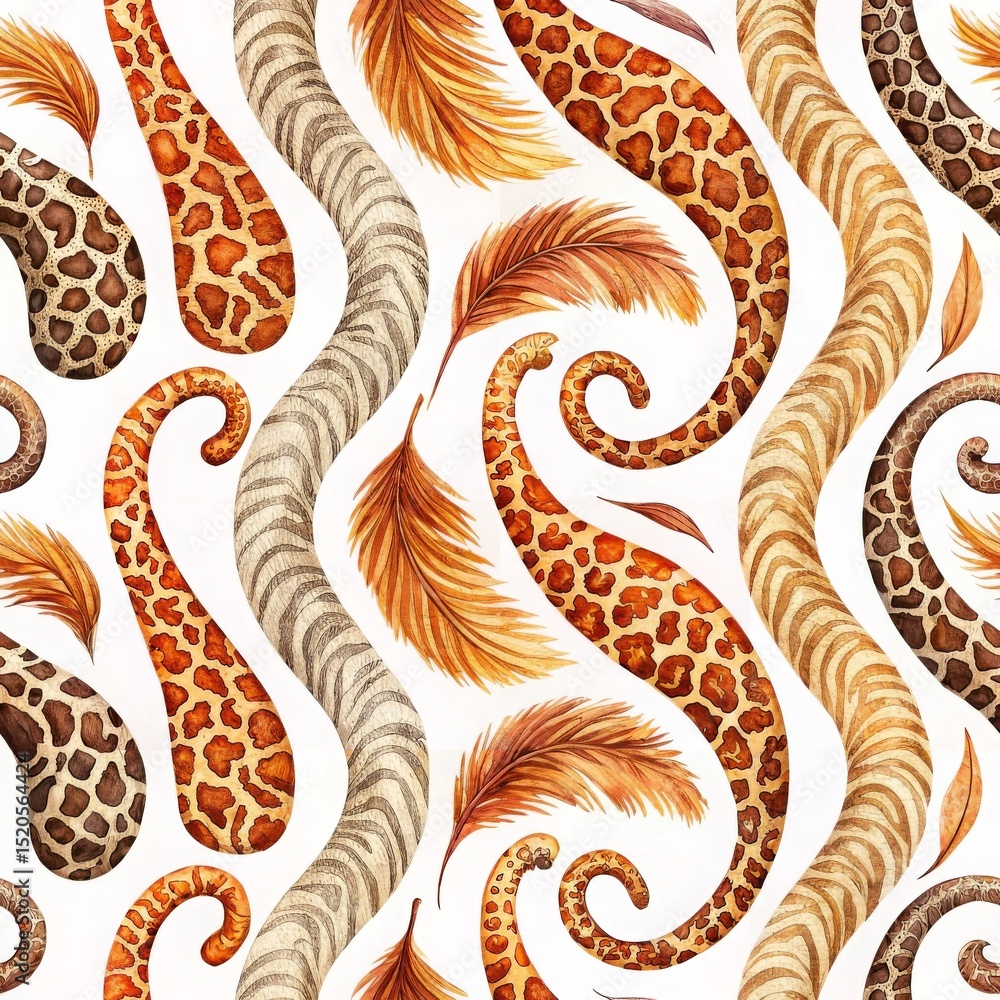 Aufkleber hand drawn safari pattern concept. abstract pattern featuring animal prints and botanical elements.