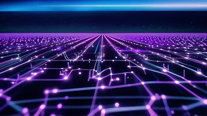 Futuristic Purple Network Highway: Data Stream Visualization - Powered by Adobe