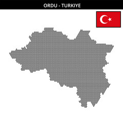 Obraz premium Small hexagonal dotted map of ordu in Turkiye