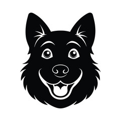 Dog Face Smiling Cartoon Silhouette Icon Vector Illustration