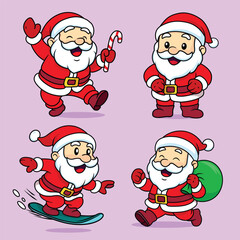 Santa Caus Vector Illustration Set