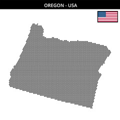Fototapeta premium Small hexagonal dotted map of oregon in the USA