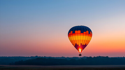 Obraz premium Colorful Hot Air Balloon Sunrise Landscape