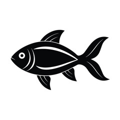 Fish Swimming Left Simple Aquatic Icon Vector Illustration