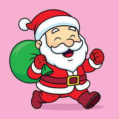 Santa Claus with Gift Mascot Vector Illustration